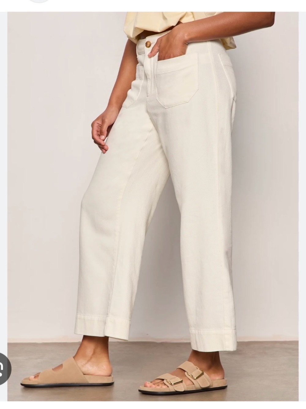 Sanctuary Off-White Wide-Leg Crop Pants
